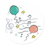 Party Music Round Sticker