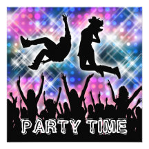 Party on blue pink black custom invitation