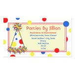 Party Planner Red Yellow Blue Polka Dot Party Hat Business Card