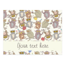 Party Tarsiers, patterned Postcards