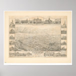Pasadena, CA. Panoramic Map (1305A) Poster