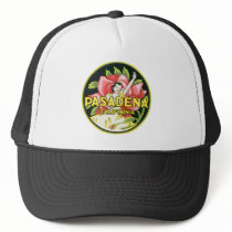 Pasadena California Vintage Luggage Label Trucker Hat