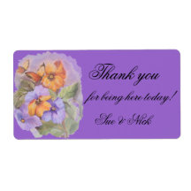 Pasies & butterflies  thank you  favor custom shipping label