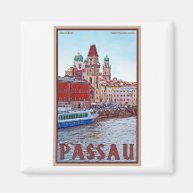 Passau - Donau Waterfront Refrigerator Magnet