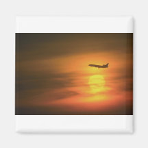 Passenger jet at sunset, on route to Frankfurt, Ge Fridge Magnet