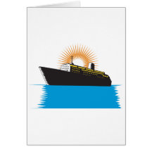 Passenger Ship Cargo Boat Retro Card