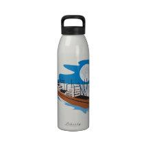 Passenger Ship Cargo Boat Retro Water Bottle