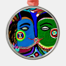 Passionate Kiss - Vintage India Cave Art Style Christmas Tree Ornament