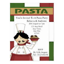 Pasta Party Invitation Post Cards