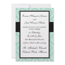 pastel aqua and cream fleur elegant damask personalized invitation