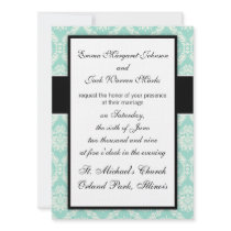 pastel aqua and cream fleur elegant damask invitation