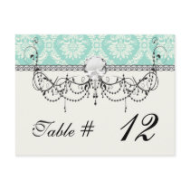 pastel aqua and cream fleur elegant damask post cards