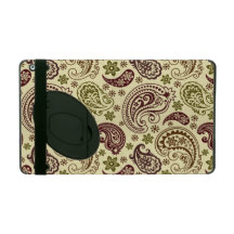 Pastel Beige Green & Brown Vintage Paisley Pattern iPad Covers
