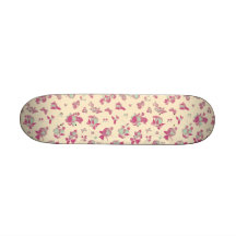 Pastel Blue and Pink Vintage Floral Skateboard