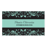 Pastel Blue & Black Damask Business Card business cards