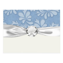 pastel blue leaf swirl floral flower damask postcard