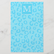 Pastel Blue Leopard Print. Custom Monogram. Flyers