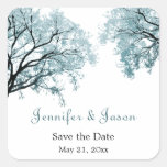 Pastel Blue Trees - Save the Date Stickers stickers