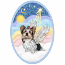 Pastel Clouds and Biewer Yorkshire Terrier Photo Cut Out