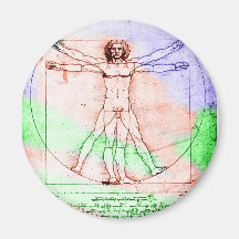 Pastel Colorized DaVinci Proportion Man Drawing Magnet