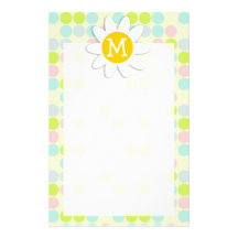 Pastel Colors, Polka Dot; Spring Flower Personalized Stationery