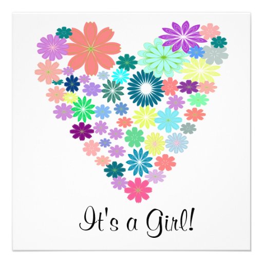 Pastel Colour Floral Heart Baby Shower Invitation