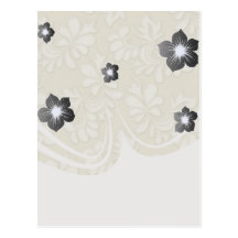 pastel cream leaf swirl damask postcard