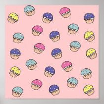 Pastel Cupcakes Pattern Posters