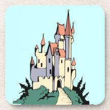 Pastel Fairytale Castle Beverage Coasters