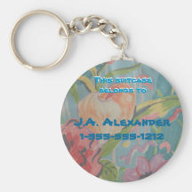 Pastel Flowers Luggage Tag Keychains