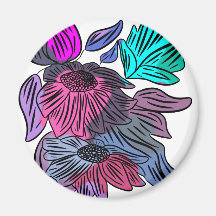Pastel Flowers Refrigerator Magnets