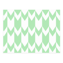 Pastel Green and White Chevron Pattern. Post Card