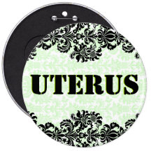 Pastel Green & Black Damas GOP Uterus Obsession Pinback Button