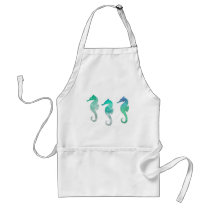 Pastel Green Watercolor Seahorses Aprons