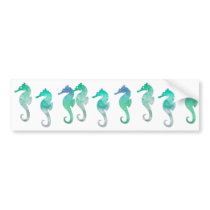 Pastel Green Watercolor Seahorses