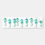 Pastel Green Watercolor Seahorses Bumper Stickers