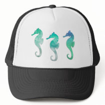 Pastel Green Watercolor Seahorses