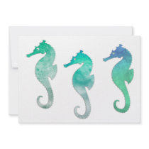Pastel Green Watercolor Seahorses