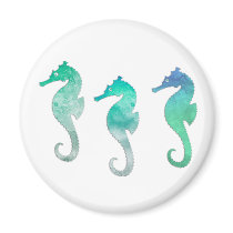 Pastel Green Watercolor Seahorses