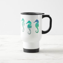 Pastel Green Watercolor Seahorses Mug