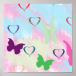 Pastel Hearts & Butterflies Print