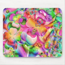Pastel Hearts, Flowers and Clovers in Abstract For Mouse Pads