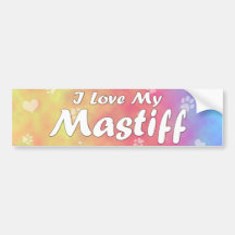 Pastel I Love my Mastiff Bumper Sticker
