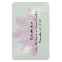 Pastel Lilac White Peacock Feathers Vinyl Magnets
