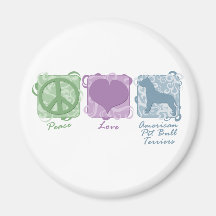 Pastel Peace, Love, and American Pit Bull Terriers Magnets