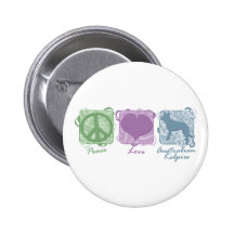 Pastel Peace, Love, and Australian Kelpies Buttons