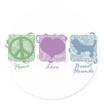 Pastel Peace, Love, and Basset Hounds stickers