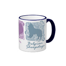 Pastel Peace, Love, and Belgian Sheepdogs Coffee Mugs