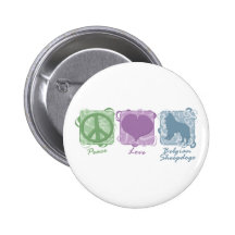 Pastel Peace, Love, and Belgian Sheepdogs Pins