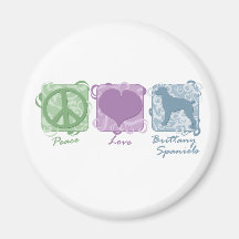Pastel Peace, Love, and Brittany Spaniels Magnet